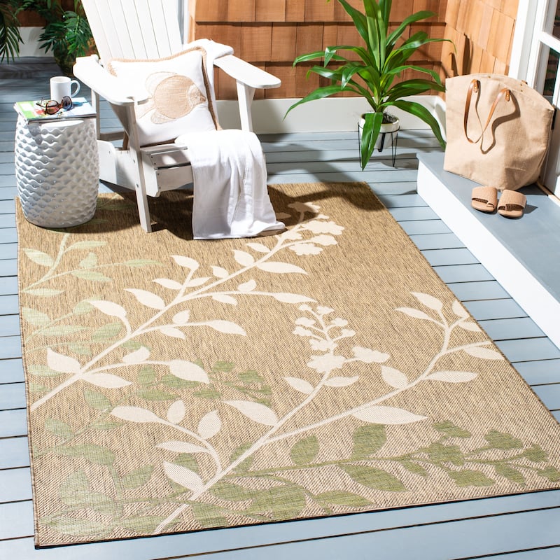 SAFAVIEH Courtyard Luann Botanical Indoor/ Outdoor Waterproof Patio Backyard Rug