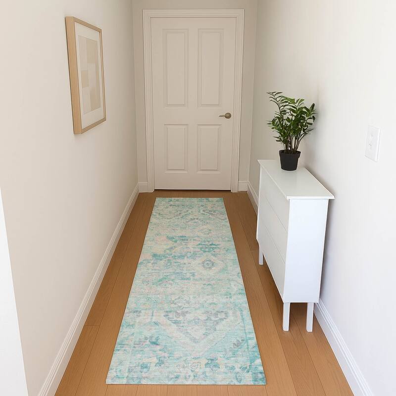 Premium Washable Super Soft Boho Global Mayfield Rug - Teal - 2'3" x 7'6"