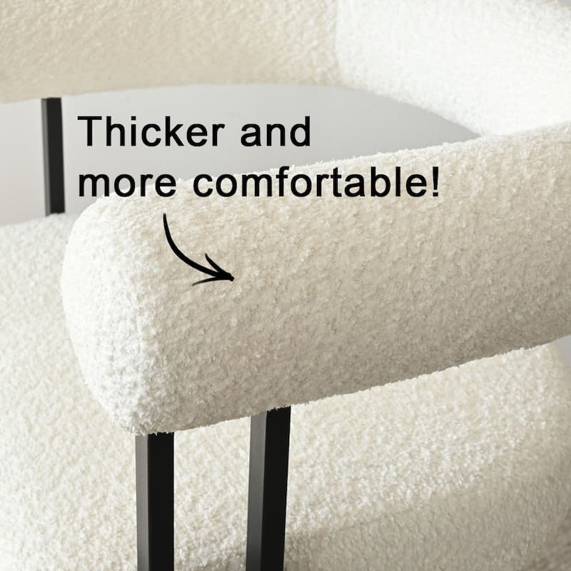 Boucle Upholstered Counter Stool with Arms(Set of 2)