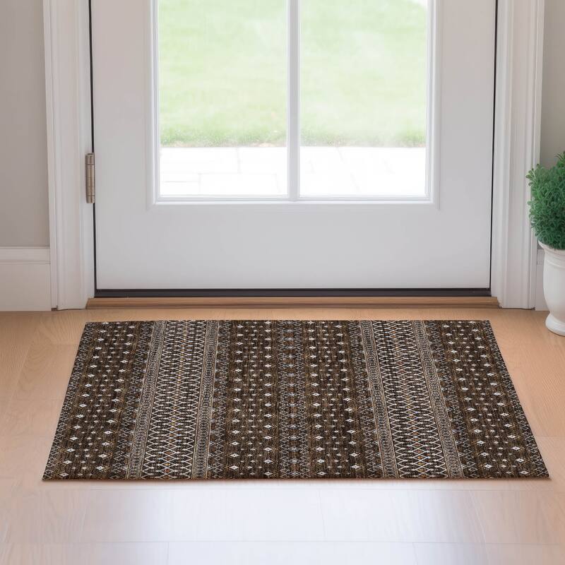 Premium Washable Super Soft Boho Moroccan Mayfield Rug - Chocolate - 1' 8" x 2' 6" - Rectangle