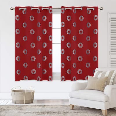 Concentric Circles Pattern Room Darkening Curtain 2 Panels