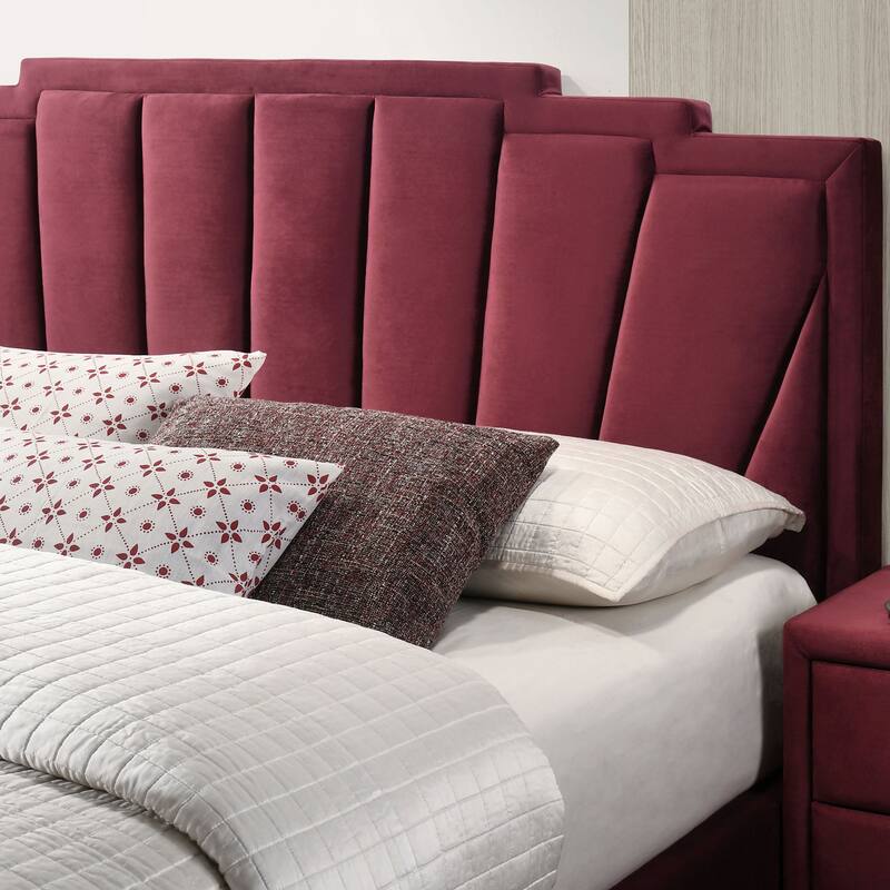 Glim Art Deco Steel Frame Tufted Upholstered Platform Bed by Furniture of America