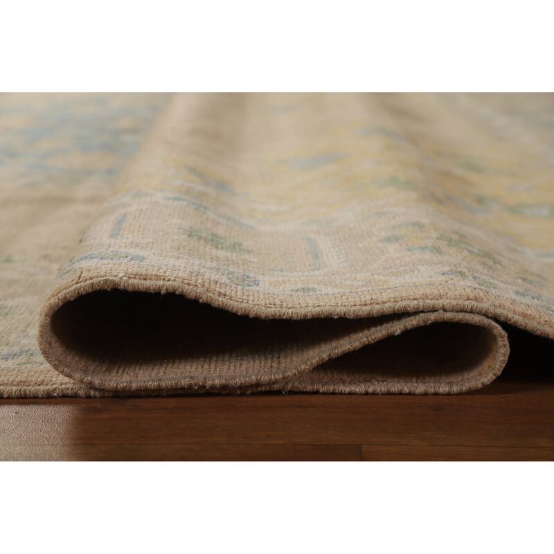 Hand Knotted Oriental 100% Wool Carpet Transitional Medallion Peach Oushak Area Rug - 10' 0'' X 8' 2''