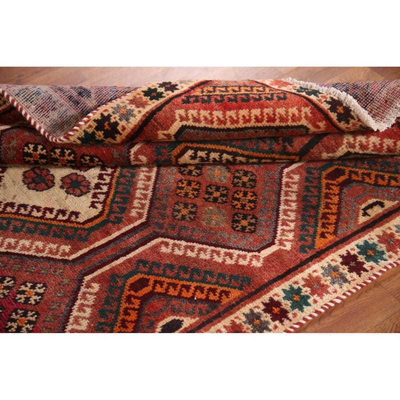 Geometric Bakhtiari Persian Vintage Area Rug Hand-knotted Wool Carpet - 4'2"x 7'3"
