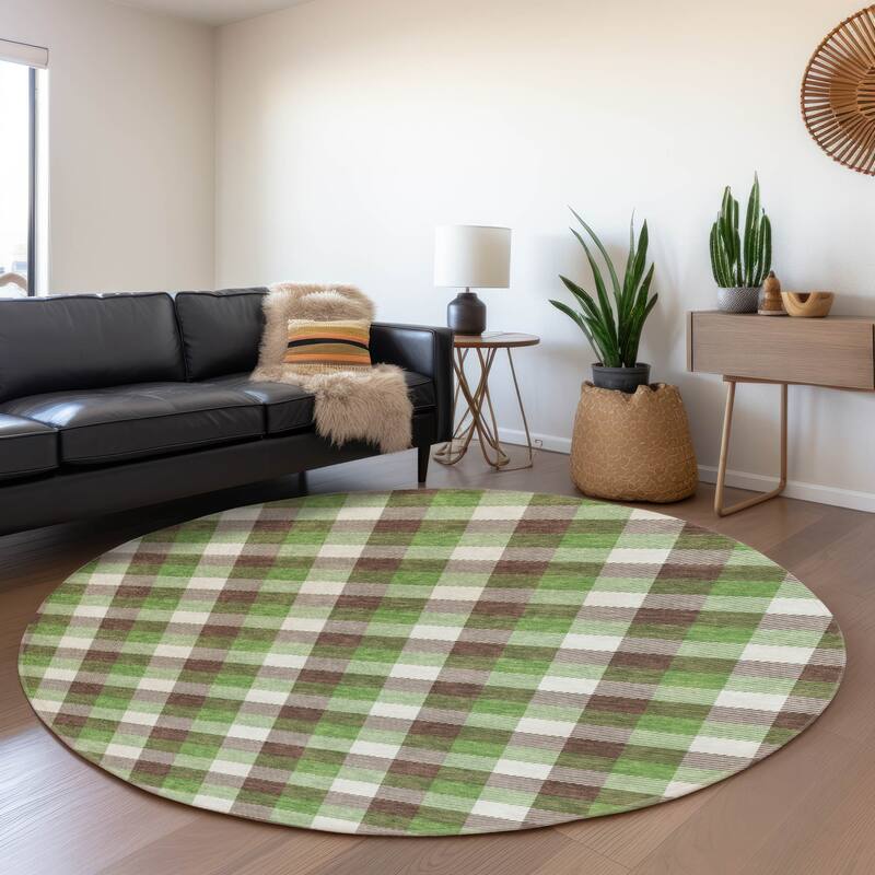 Premium Washable Super Soft Plaid Mayfield Rug - Brown - 8' x 8'