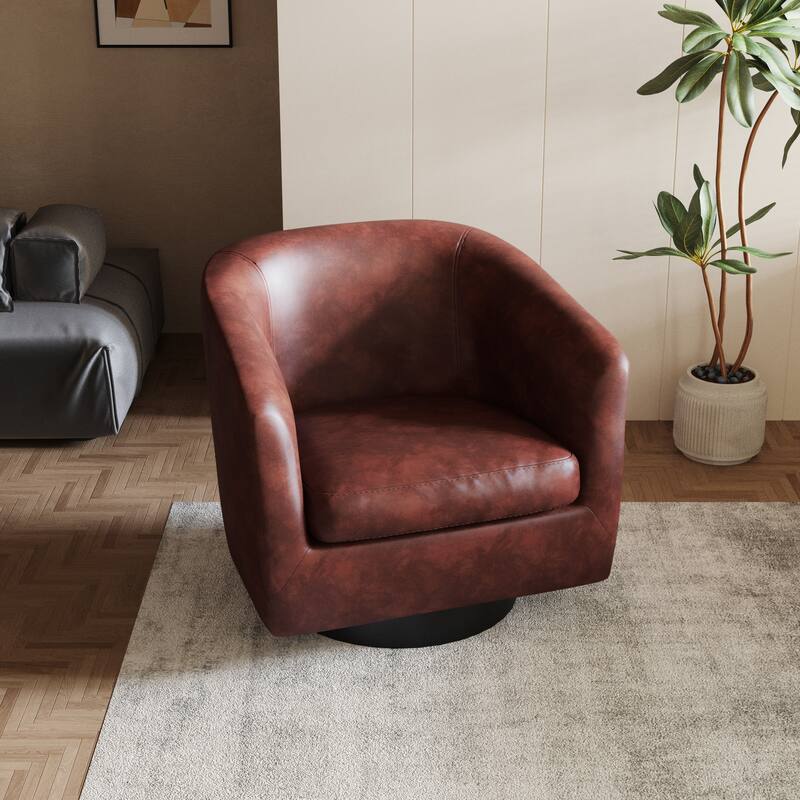 Round Barrel Armchair 360-Degree Swivel Accent Chairs