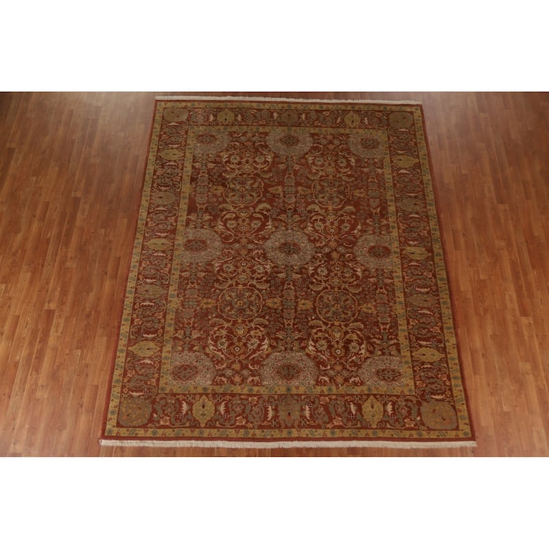 Vintage Vegetable Dye Oushak Turkish Area Rug Handmade Wool Carpet - 8'2"x 9'11"