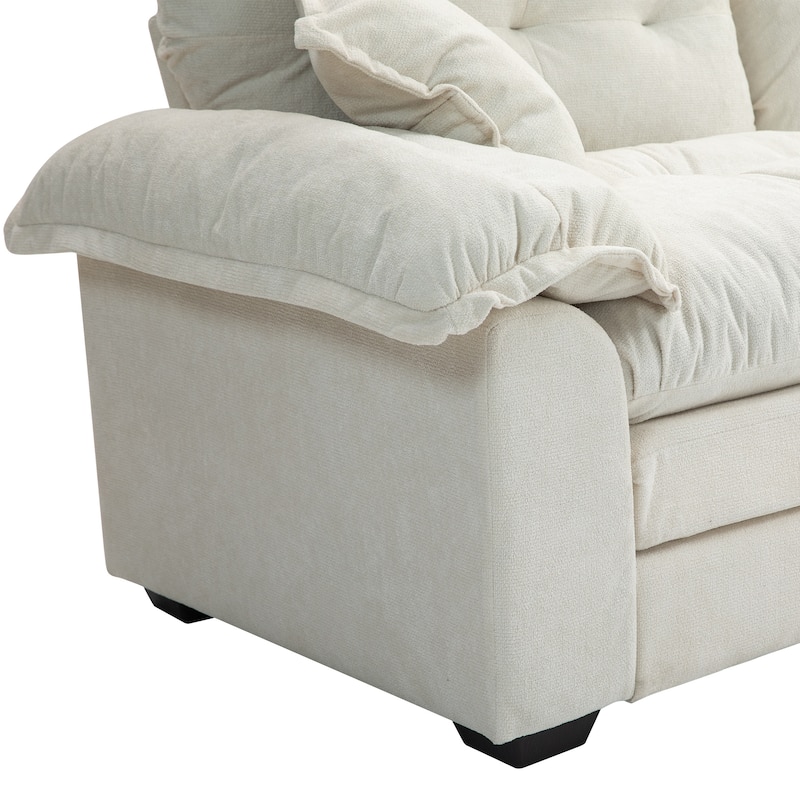 84" Chenille Sofa Small Sofa Loveseat Deep Seat Sofa Couch with 2 Throw Pillows & Memory Foam Lounge