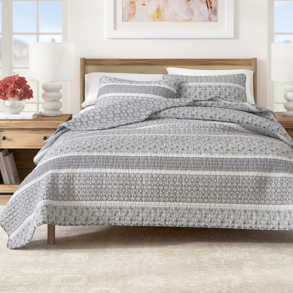 Linery & Co. Stripe & Paisley Microfiber Quilt Set With Shams