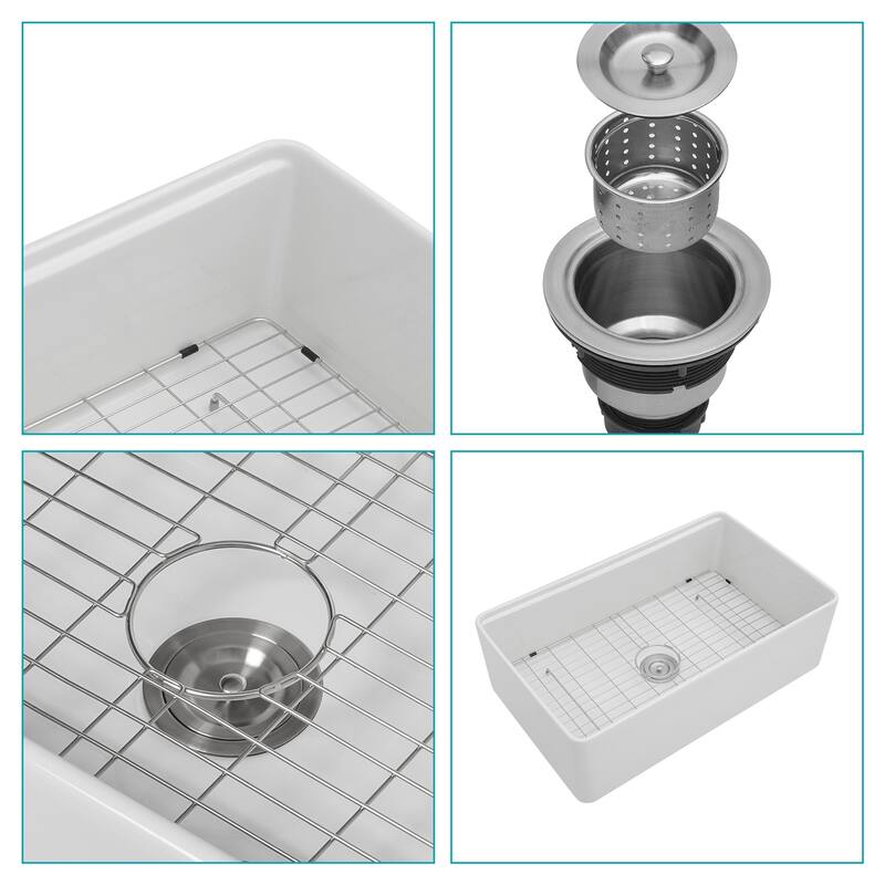 Farmhouse Sink Workstation - Ceramic Single Bowl Farm Kitchen Sink