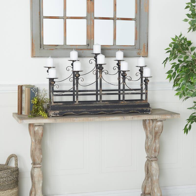 Black Metal Vintage Candelabra - 32 x 8 x 18