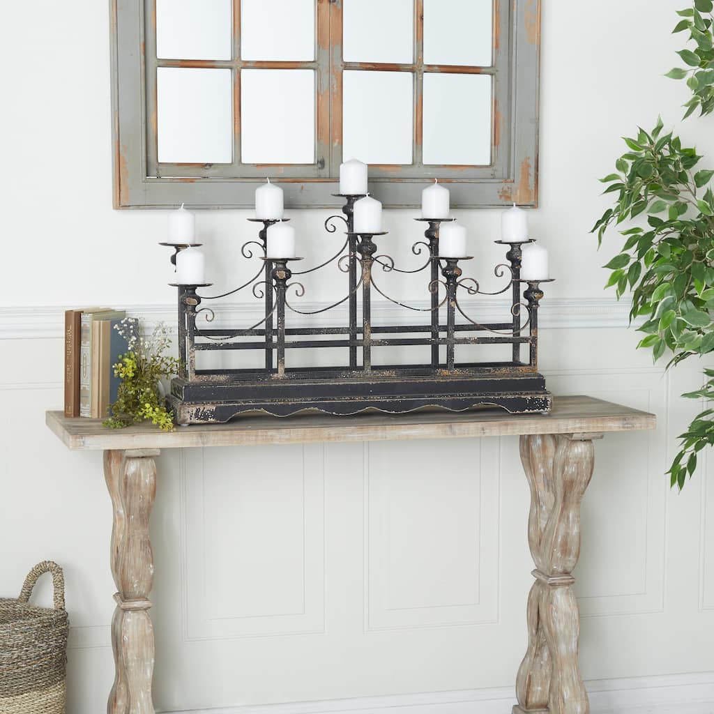 Black Metal Vintage Candelabra - 32 x 8 x 18