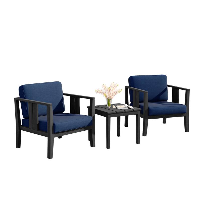 Uixe 3-piece Teak Solid Wood Outdoor Arm Chairs with Side Table Set