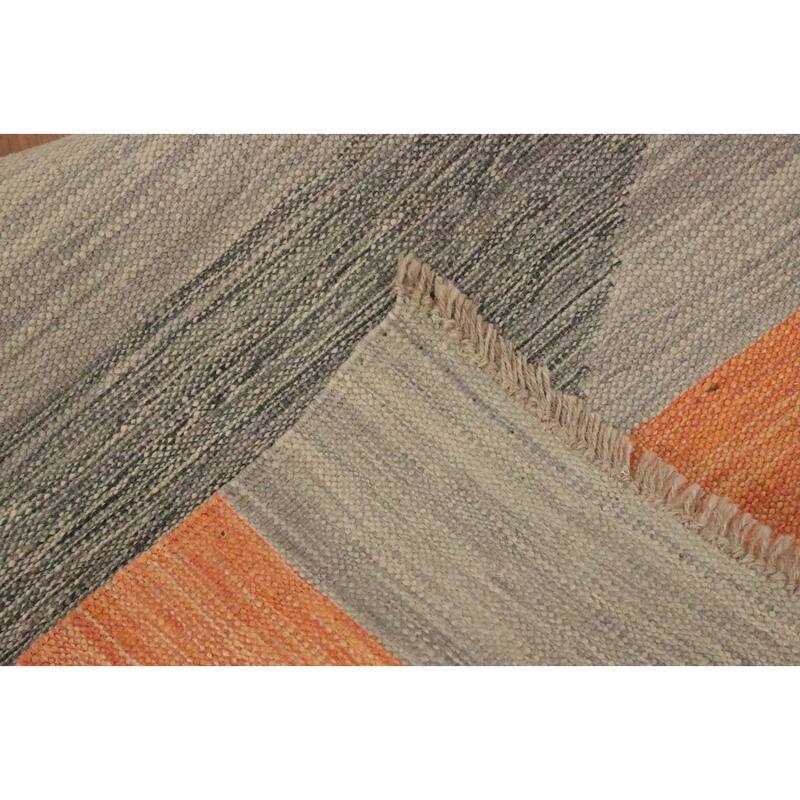Hand Woven Oriental 100% Wool Carpet Southwestern Modern Greys & Charcoal Kilim Area Rug - 5' 0'' X 3' 3''