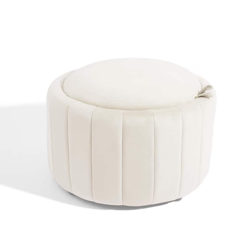 29" Modern Velvet Round Storage Ottoman