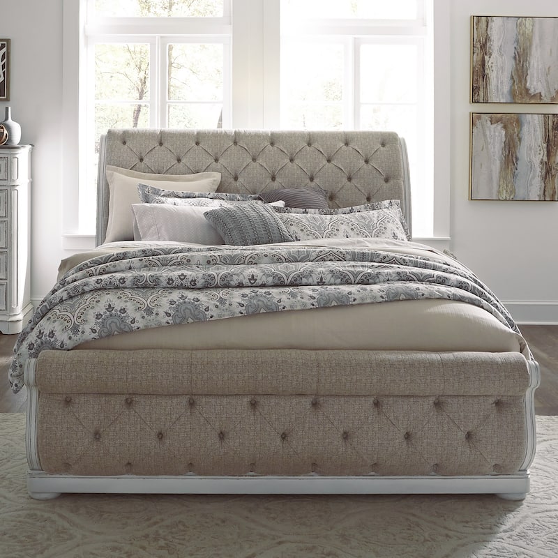 Liberty Furniture Magnolia Manor Upholstered Sleigh Bed, Dresser, Mirror, Chest, Night Stand - California King, King or Queen