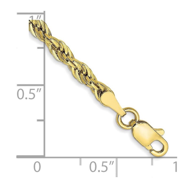 Curata 10k Yellow Gold 3.0mm Semi solid Rope Chain Bracelet