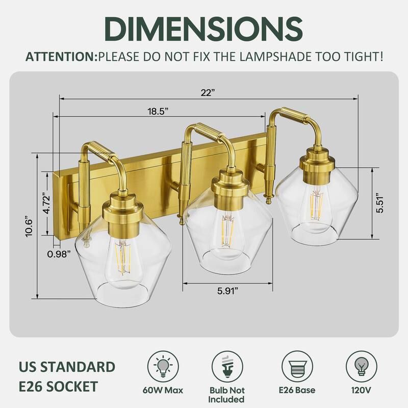 Modern 3/4-Light Bathroom Vanity Light in Oil-Rubbed Bronze/Gold