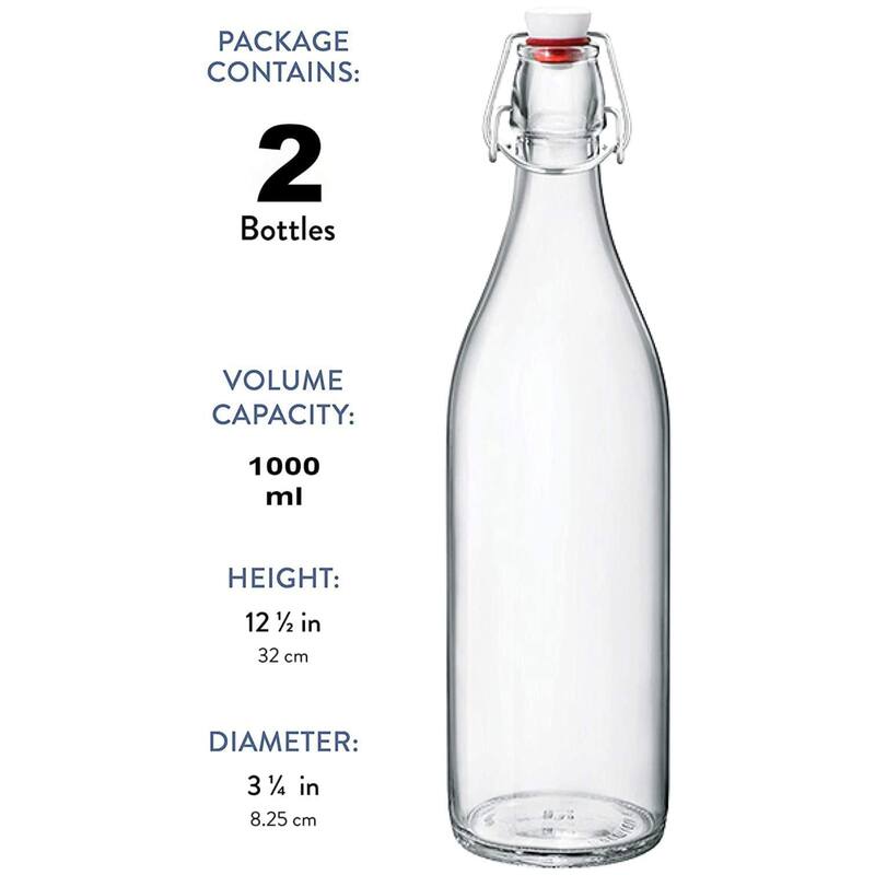 Bormioli Rocco Set of 2 Giara Glass Bottles with Leak Proof Lid