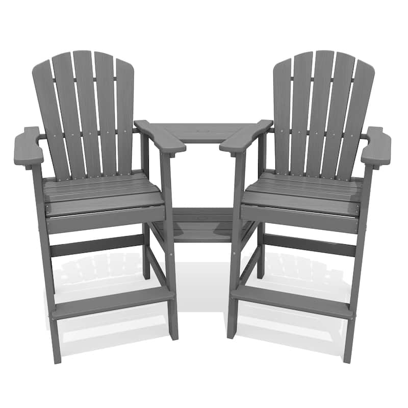 Outdoor Tall Adirondack Chair Set of 2 with Connecting Tray