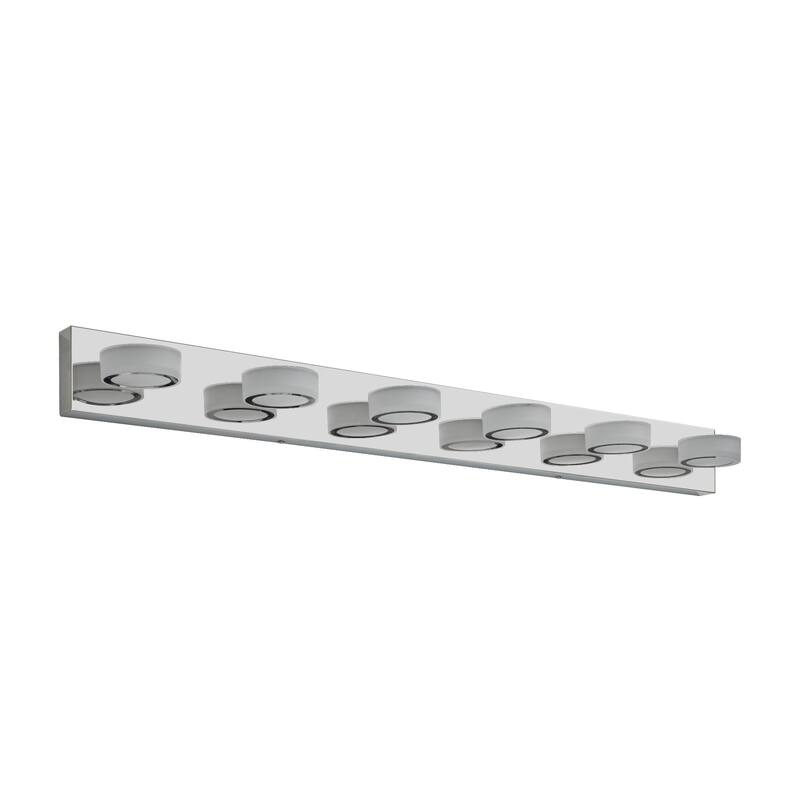 45" Modern 6-Light LED Vanity Light, Sleek Chrome Bathroom Wall Light Fixture for Mirror, Shower, and Bathroom Decor