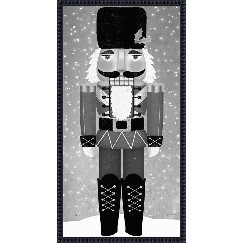 Nutcracker I Gray by Ryan Fowler (14 x 27 in.), Framed Canvas Wall Art Print - Sylvie Beaded Black