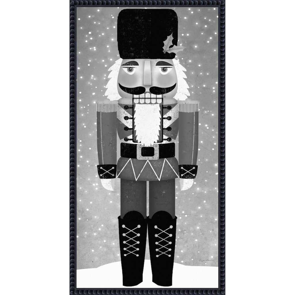 Nutcracker I Gray by Ryan Fowler (14 x 27 in.), Framed Canvas Wall Art Print - Sylvie Beaded Black