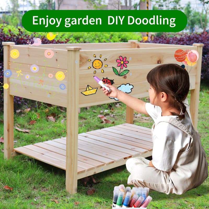 Raised Garden Bed Planter Box with Legs & Storage Shelf