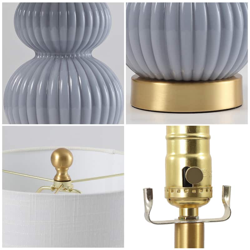 Lorena 20" Ribbed Metal/Glass LED Table Lamp, by JONATHAN Y