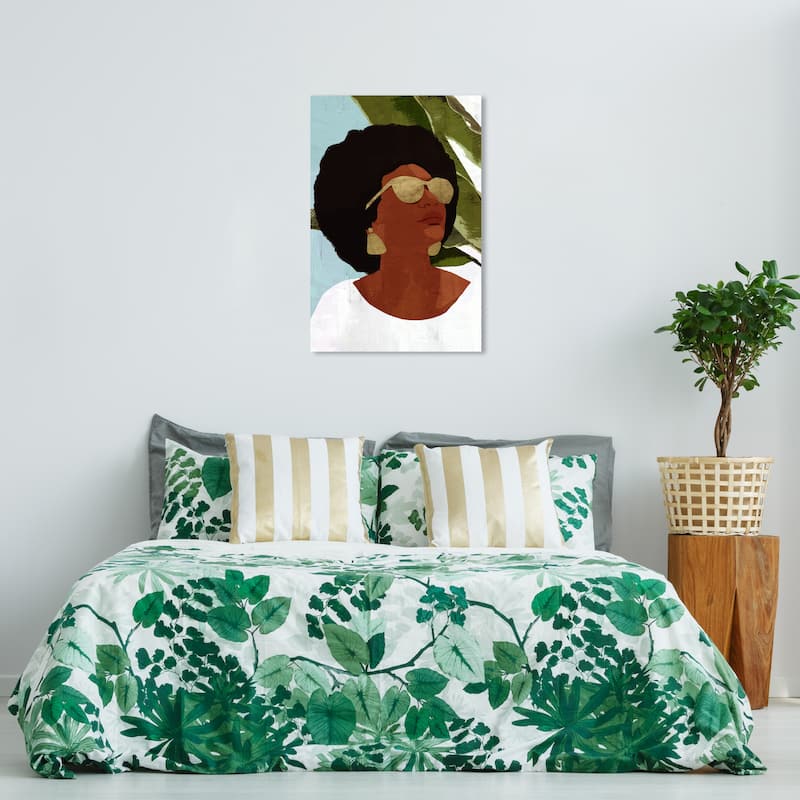 Wynwood Studio Canvas Fashion and Glam Under the Shade Brown and Metallic Gold Modern & Contemporary Wall Art Canvas Print - 36 x 24