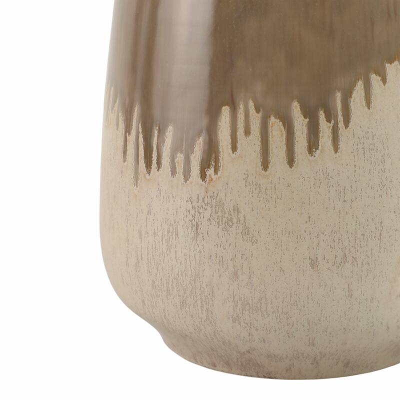 Warm Rustic Ceramic Table Vase for Home Decor, Decorative Flower Vase with Glazed Finish