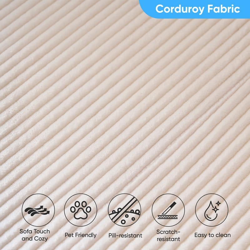 Mixoy 2-Pcs Free Combination Modular Sectional Sofas with Deep Seat,Corduroy L-Shaped Sofa with Chaise Lounge - 3-Seater