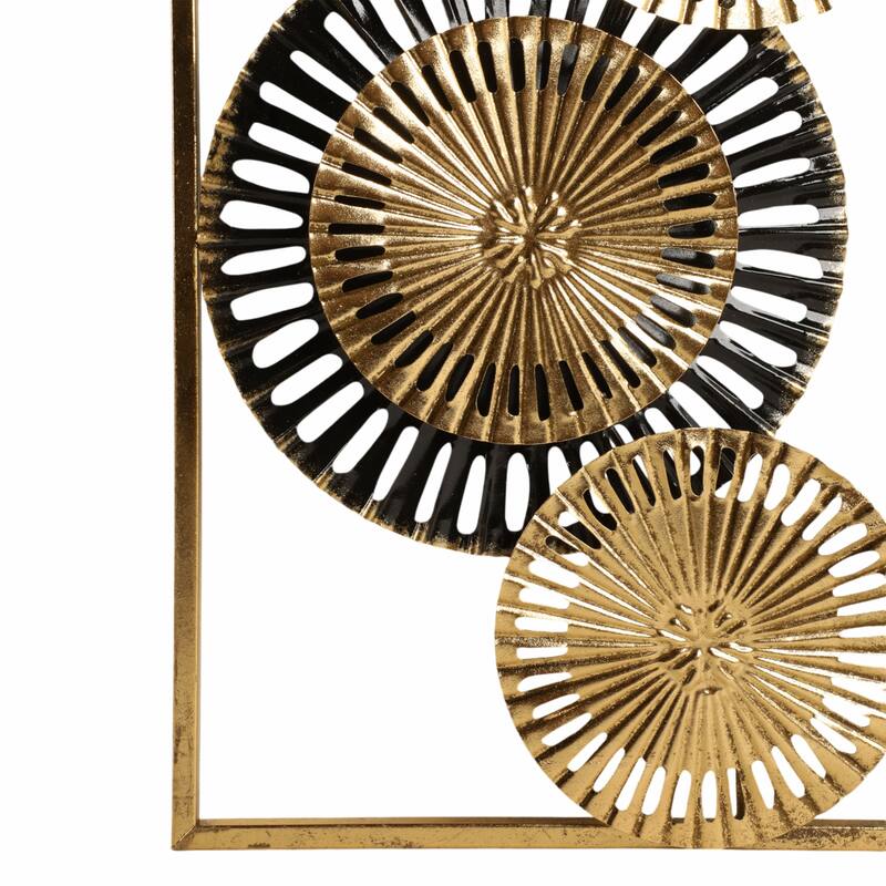 Metal Geometric Pierced Disc Wall Art Set - Gold, 32"