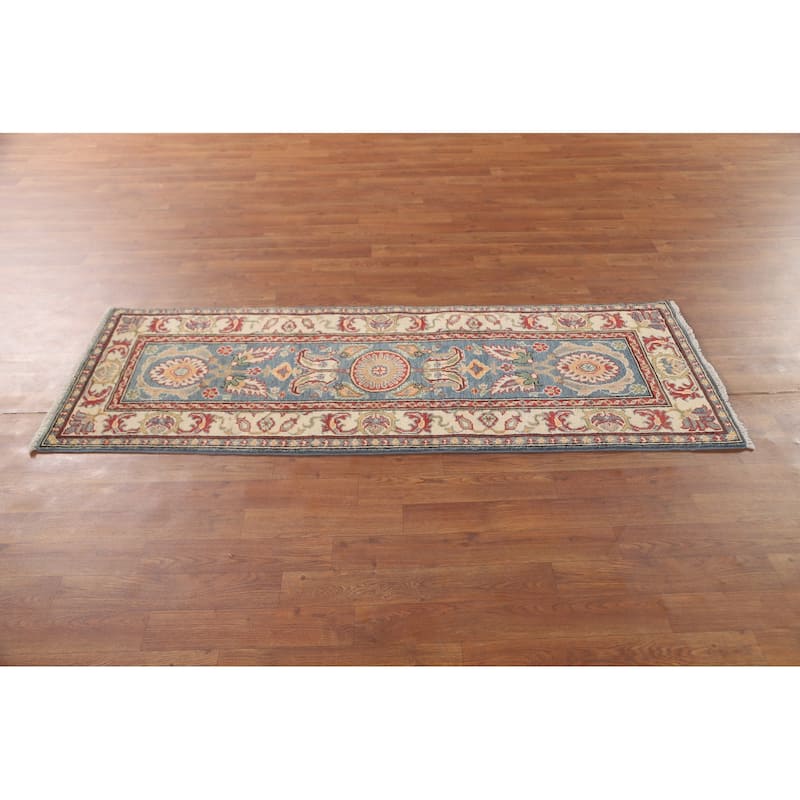 Kazak Runner Rug Handmade Oriental Floral Wool Carpet - 2'0" x 5'7"