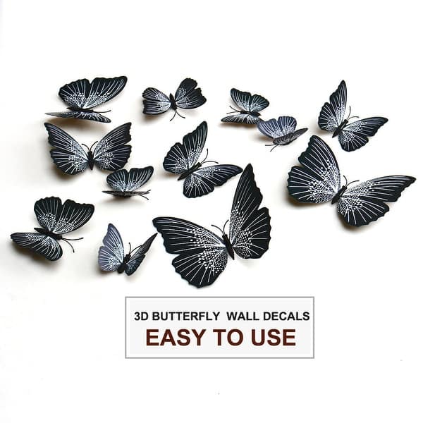 Shop 24pcs 3d Butterfly Wall Stickers Decal Sticker For Home Decoration Black Overstock 28961639