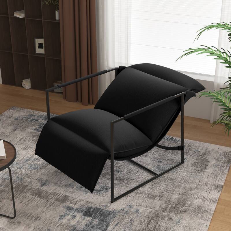 Metal Framed Sling Accent Chair with Bag Cushion