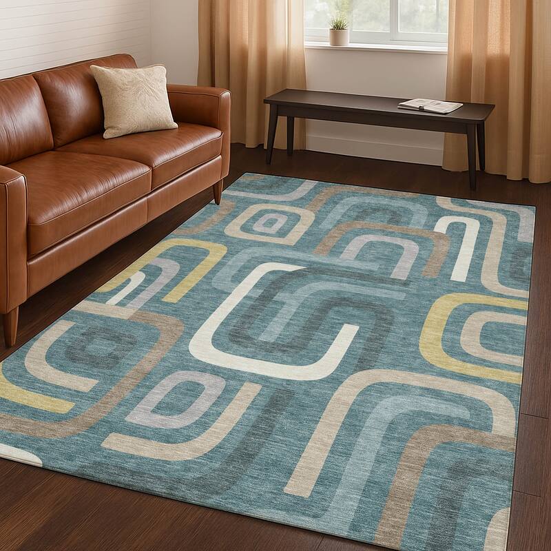Machine Washable Indoor/ Outdoor Modern Penner Chantille Rug