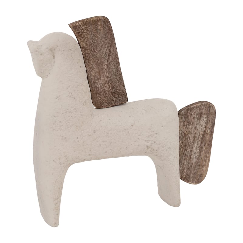 Sagebrook Home Ecomix Ivory Novelty Horse Decor - 14" x 3" x 14"