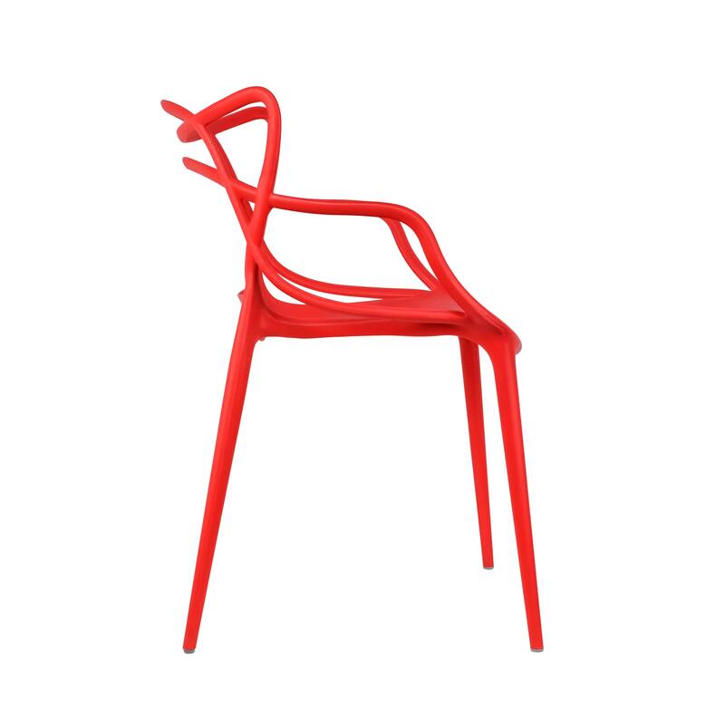 Modern Stackable Geometric Molded Stacking Chairs Dining Armchairs Indoor Outdoor Patio Work Office Kitchen (Set of 2)