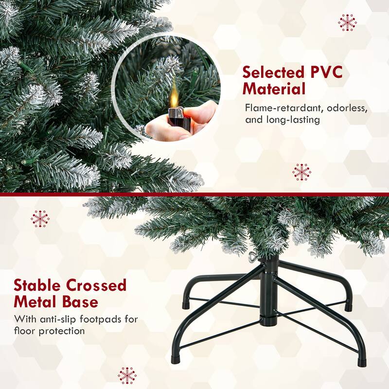 Gymax 6 FT Pre-Lit Artificial Christmas Tree Hinged Slim Pencil Xmas