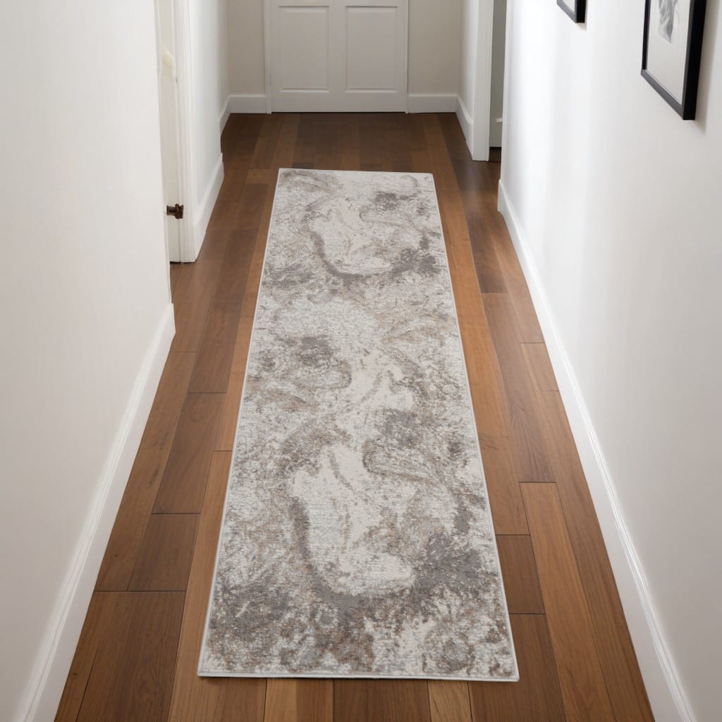 Fozow Abstract Modern Non Skid Stain Resistant Low Pile Area Rug By HomeRoots - 90' X '27' X '0.25
