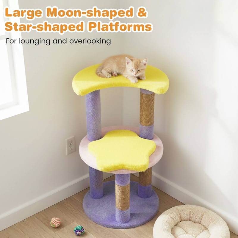 Costway 29” Cute Modern Cat Tree with Star & Moon Shaped Platforms, - See Details