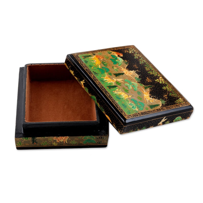 Novica Handmade Wild Paradise In Black Papier Mache Decorative Box