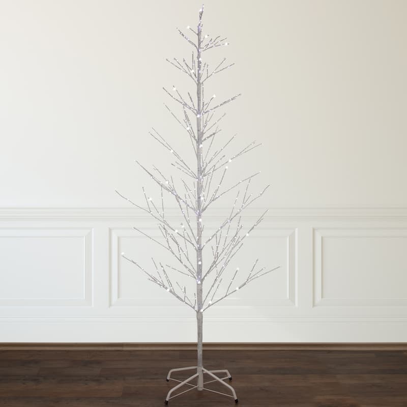 6' LED Lighted White Birch Christmas Twig Tree - Pure White Lights