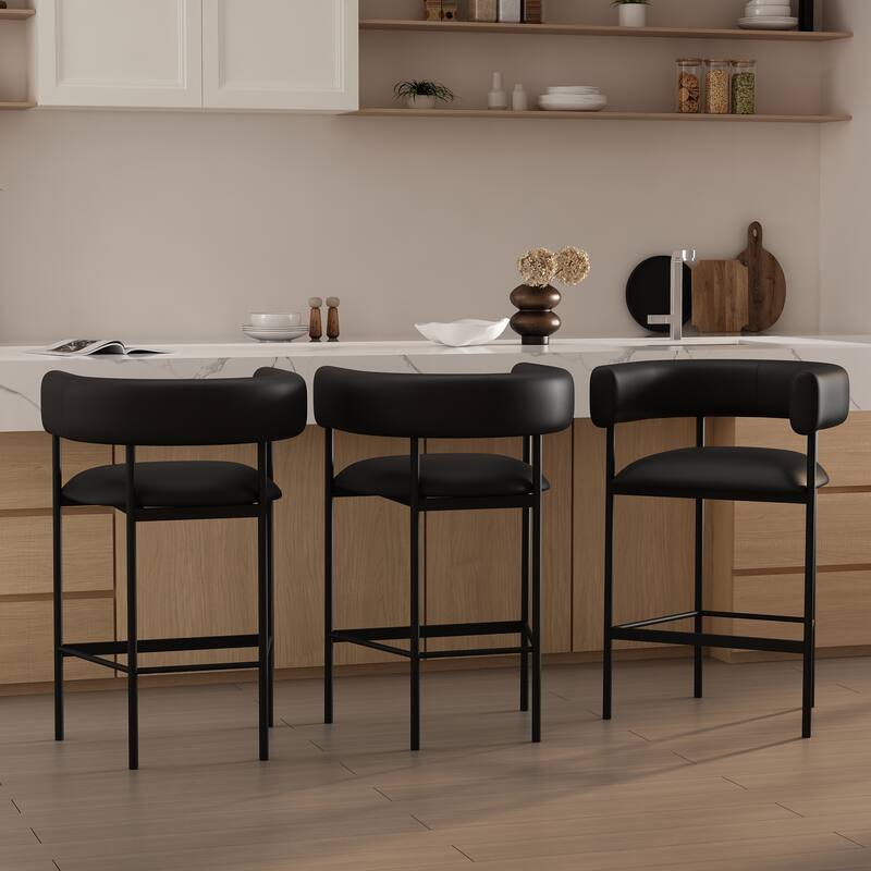 Manhattan Comfort Onda Metal Vegan Leather Counter Stool