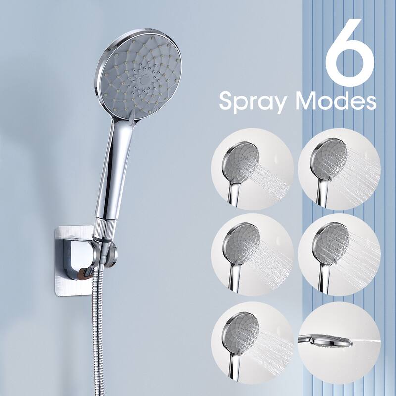 Shower Head,Rainfall Shower Head/Handheld Shower Combo, 6 Settings Adjustable Anti-leak Shower Head Height/Angle Adjustable