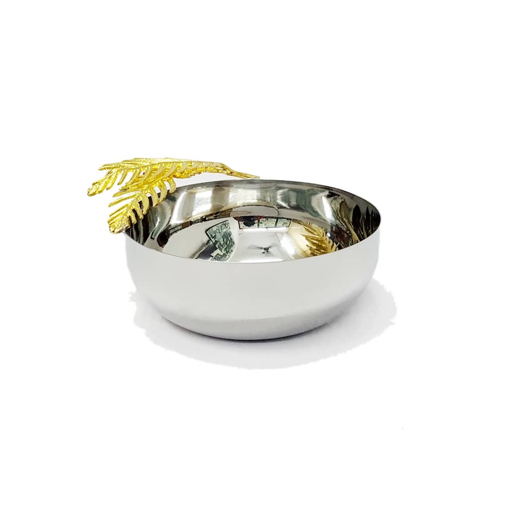 Round Bowl with Gold Fern 6.5" dia