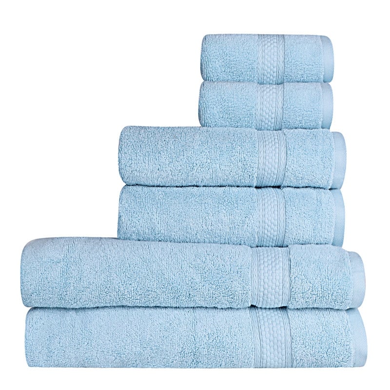 A1HC Bath Towel Sets, 100% Ring Spun Cotton, Zero Twist, Highly Absorbent, 500 GSM Low Lint, Quick Drying Bathroom Towel Sets - Towel Sets Pack of 6 - Chambray Blue