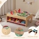 preview thumbnail 5 of 8, Gymax 94 PCS Wooden Train Set Table w/Reversible Tabletops 3 Storage