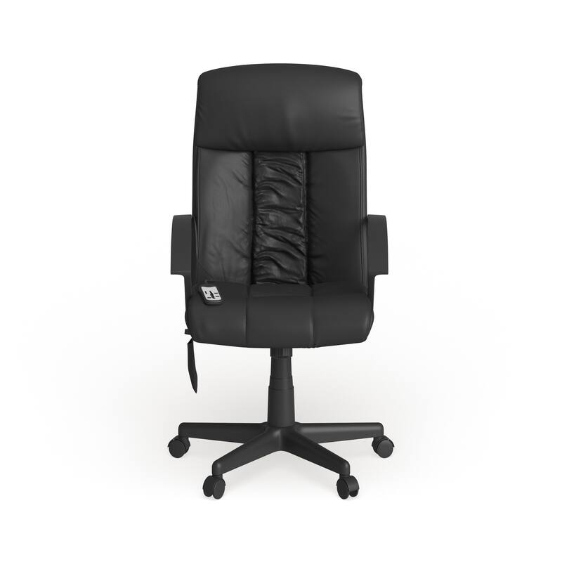 High Back Massaging LeatherSoft Upholstered Chair with Side Remote Pocket